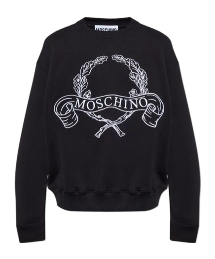 Moschino Sweatshirt With Laurel Crown Logo Embroidery In Black