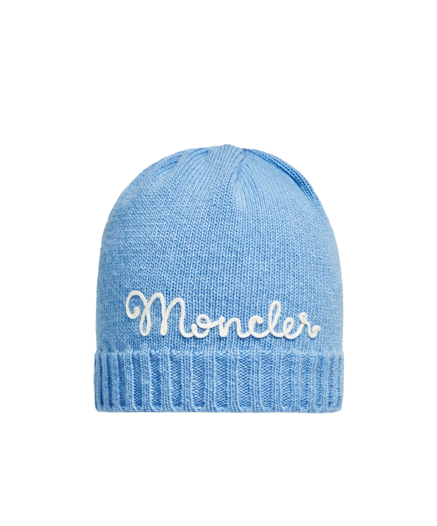 Moncler Embroidered Logo Wool  Cashmere Beanie In Blue