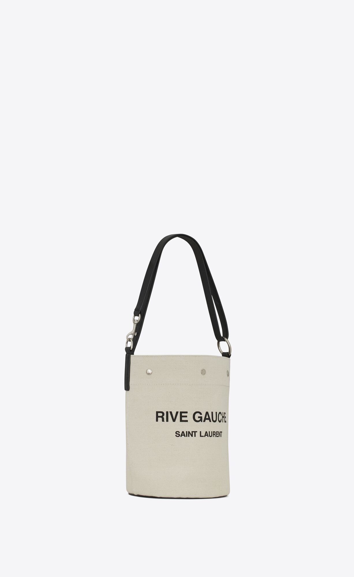 Saint Laurent Logo-print Bucket Shoulder Bag In White