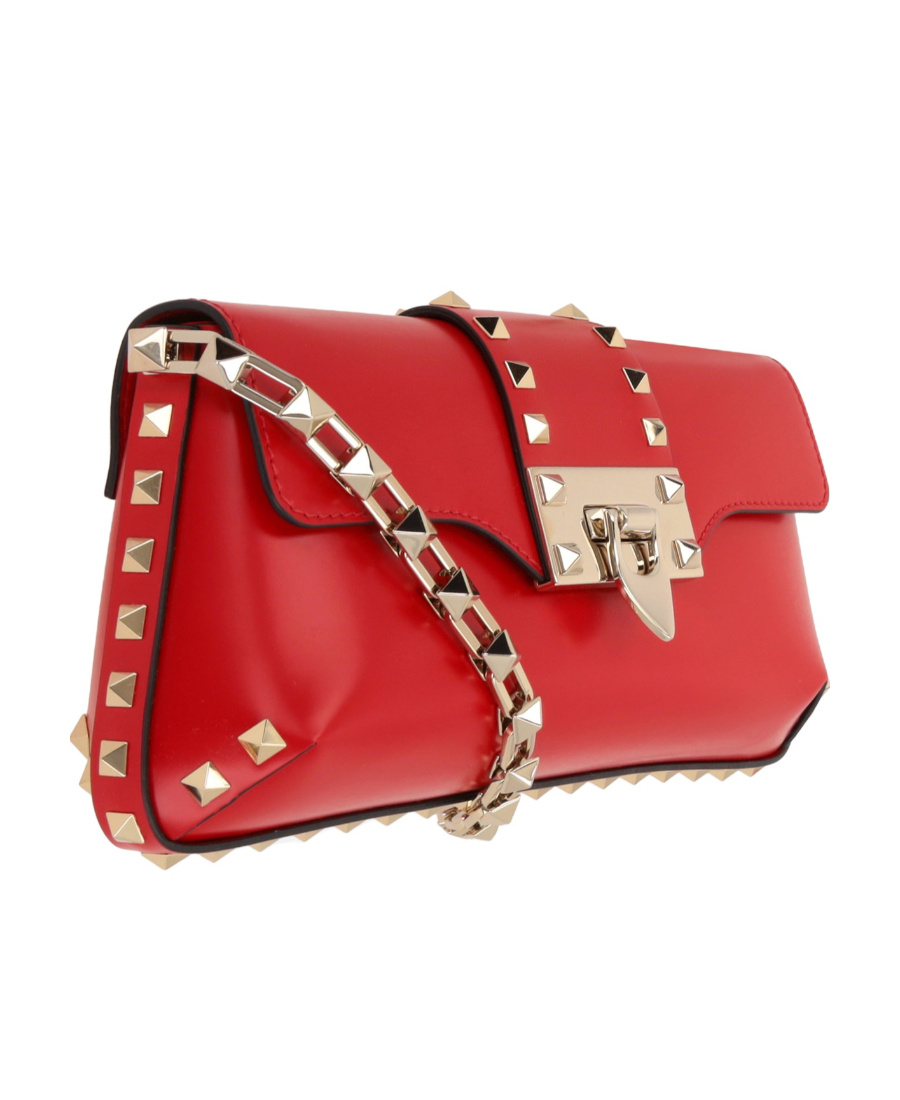 Valentino Garavani Rockstud Leather Shoulder Bag In Red
