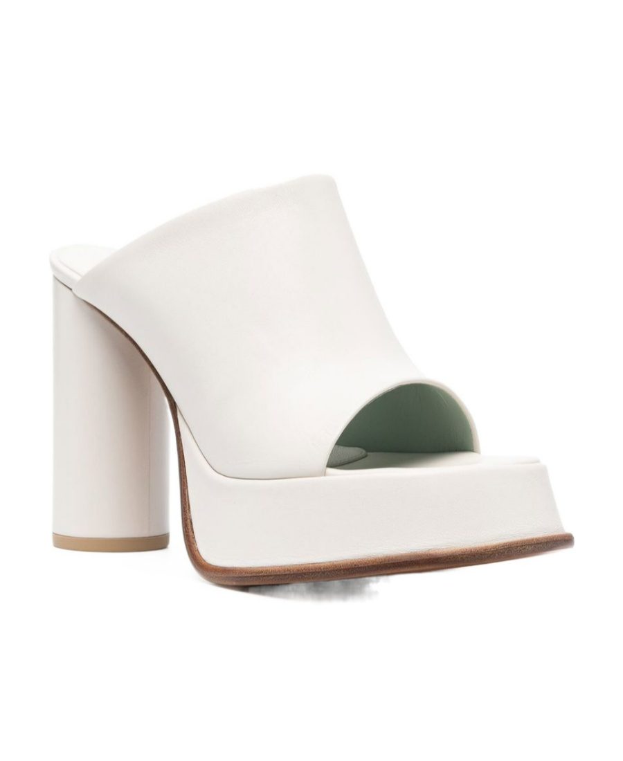 Ambush 115mm Leather Platform Mules In White