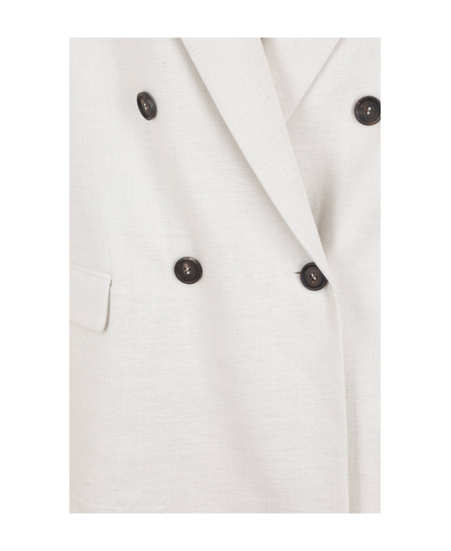 Brunello Cucinelli Scarf-embellished Double-breasted Blazer In White