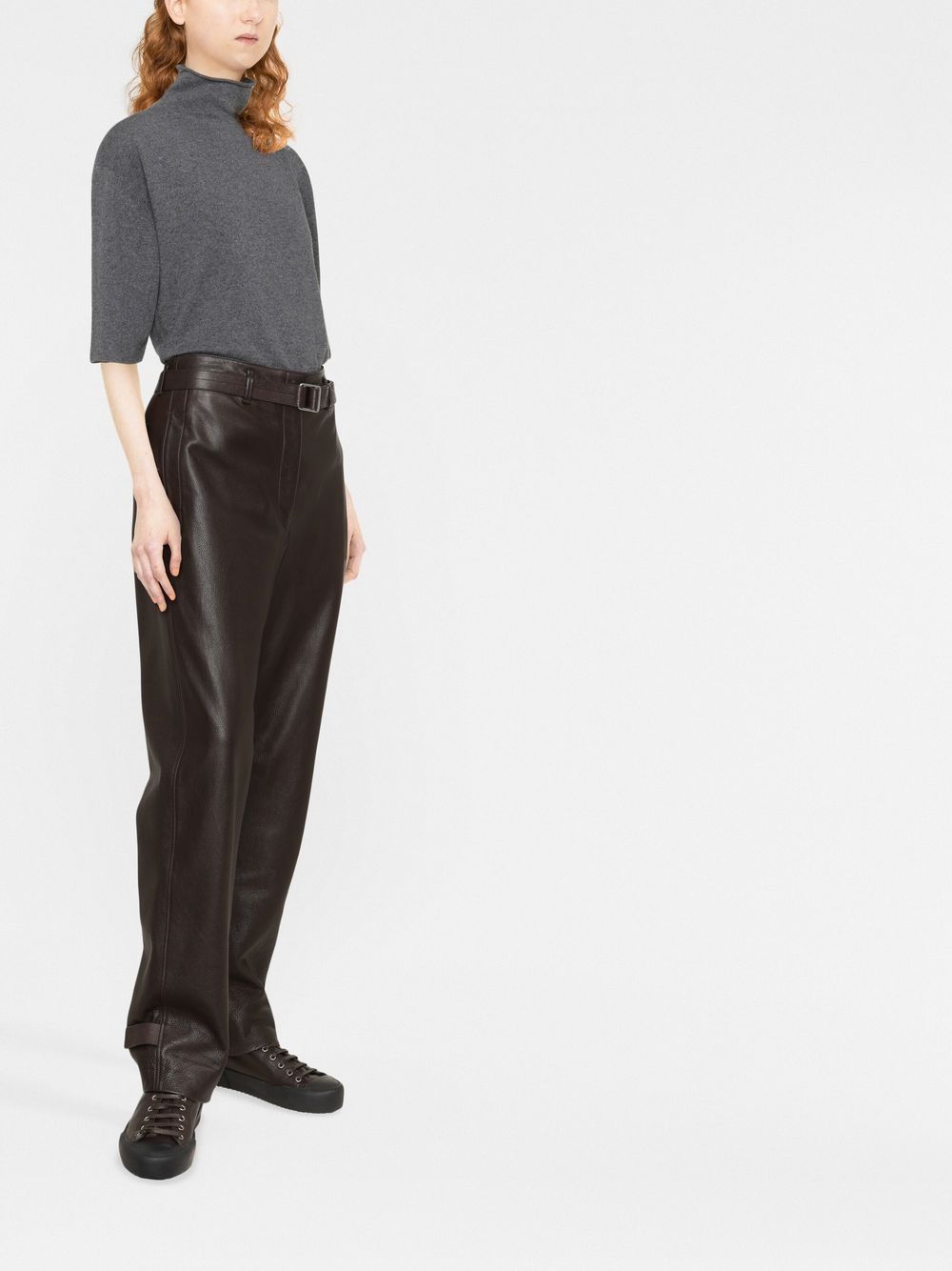 Jil Sander Short-sleeved Roll-neck Knitted Top In Black