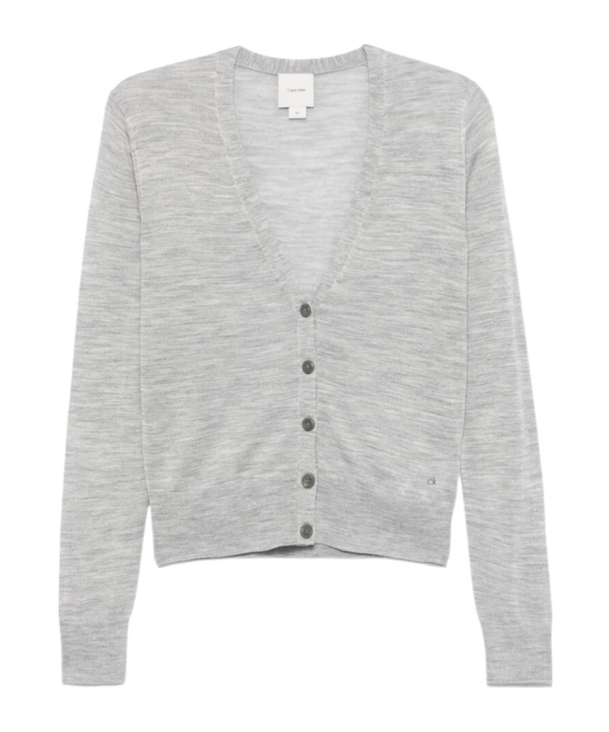 Calvin Klein Long-sleeved Knitted Cardigan In Gray