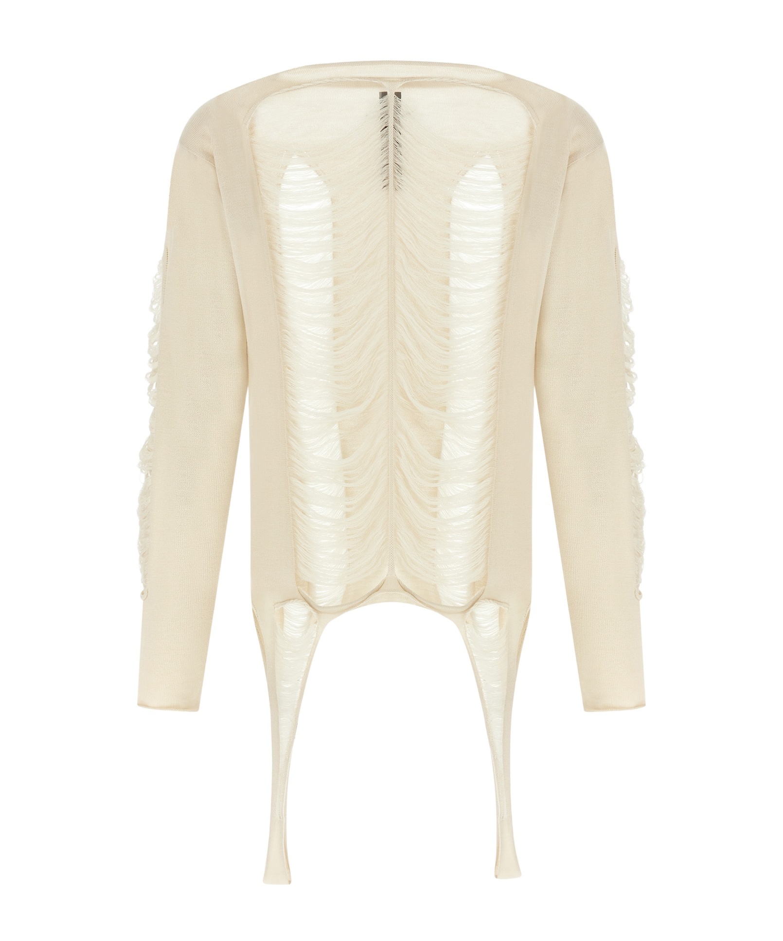 Rick Owens Torn Ivory Sweater In Wool In Nude