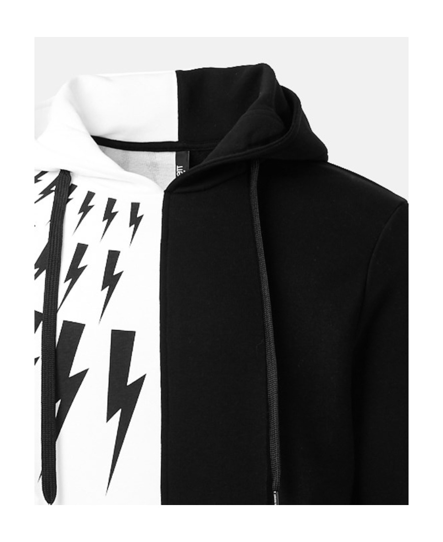 Neil Barrett Hooded Matching Color Sweater In Black