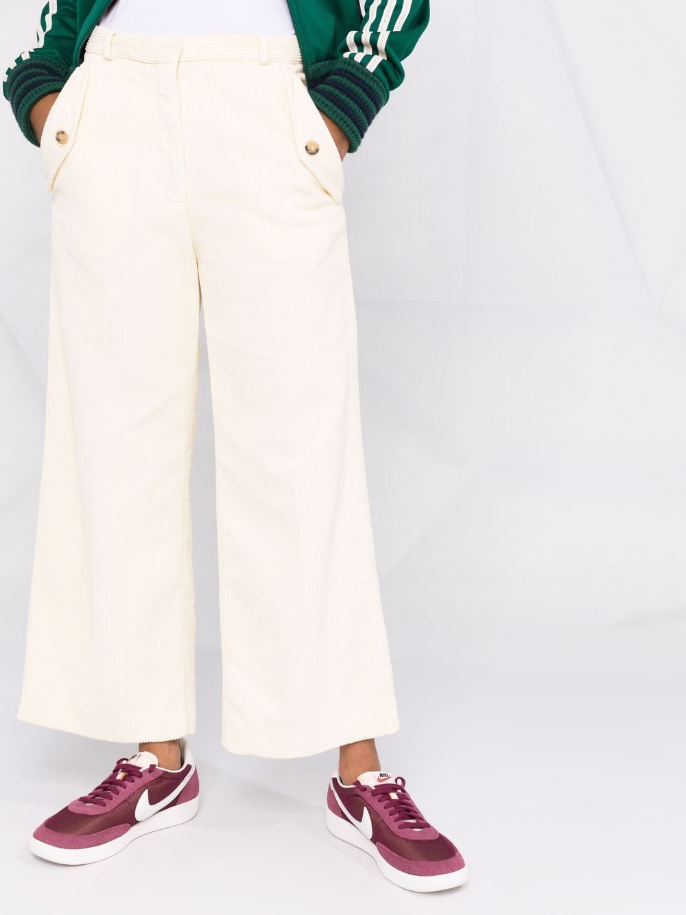 Kenzo Flared Cropped Pants In White