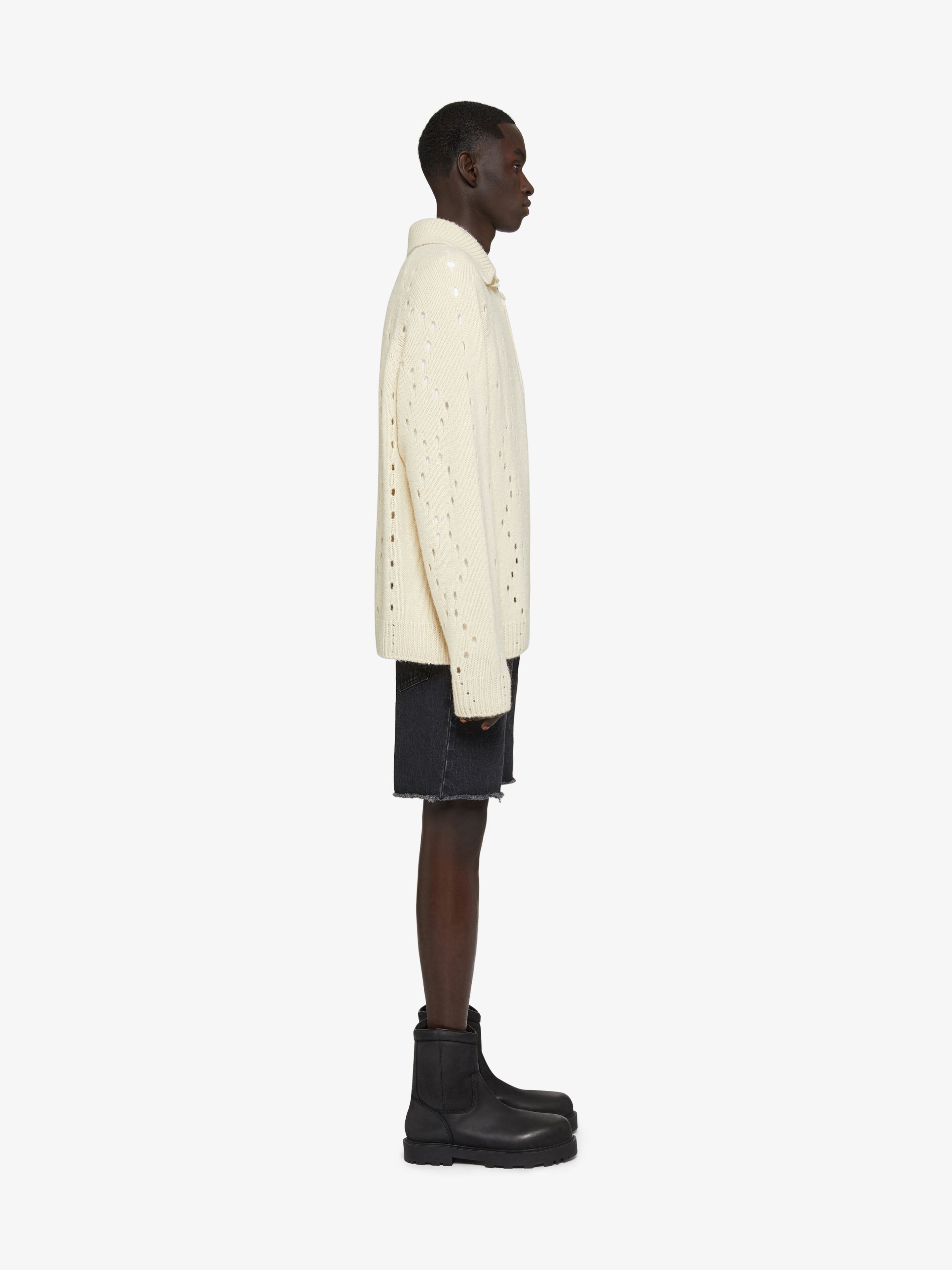 Givenchy Ribbed Collar Knit Sweater In White