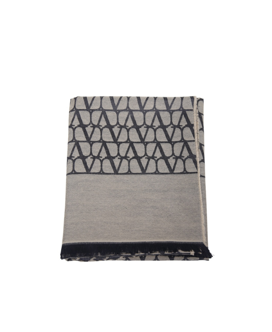 Valentino Collide With A Logo Scarf In Gray