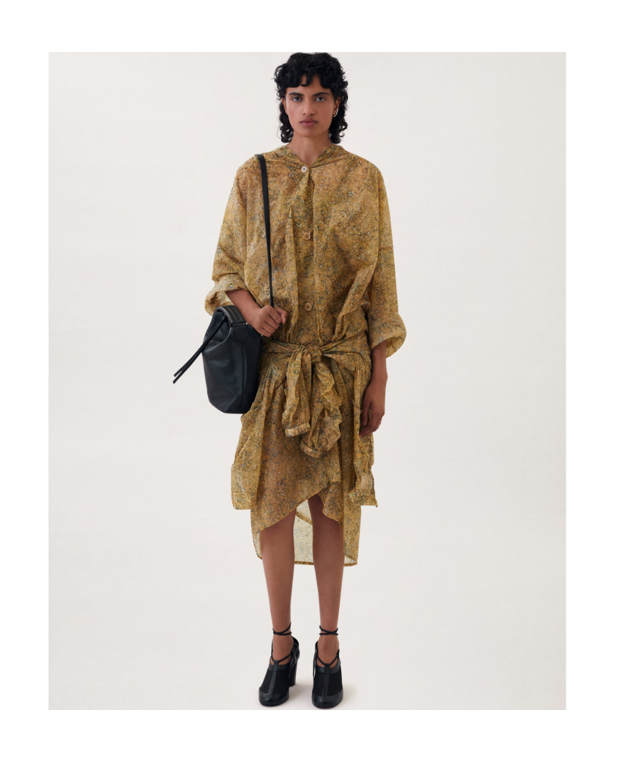 Lemaire Mantel Sheer Printed Raincoat In Nude