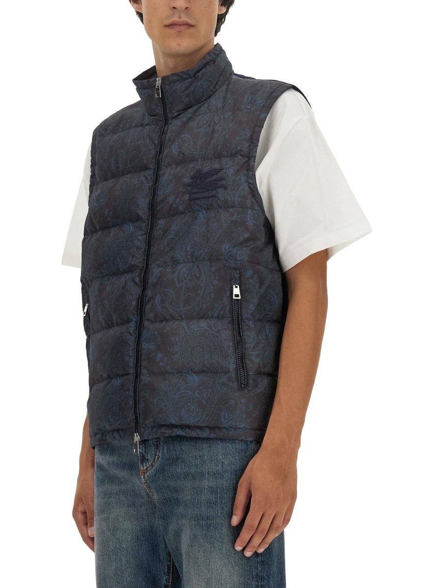 Etro Sleeveless Jacket With Wool Blend Insert In Black