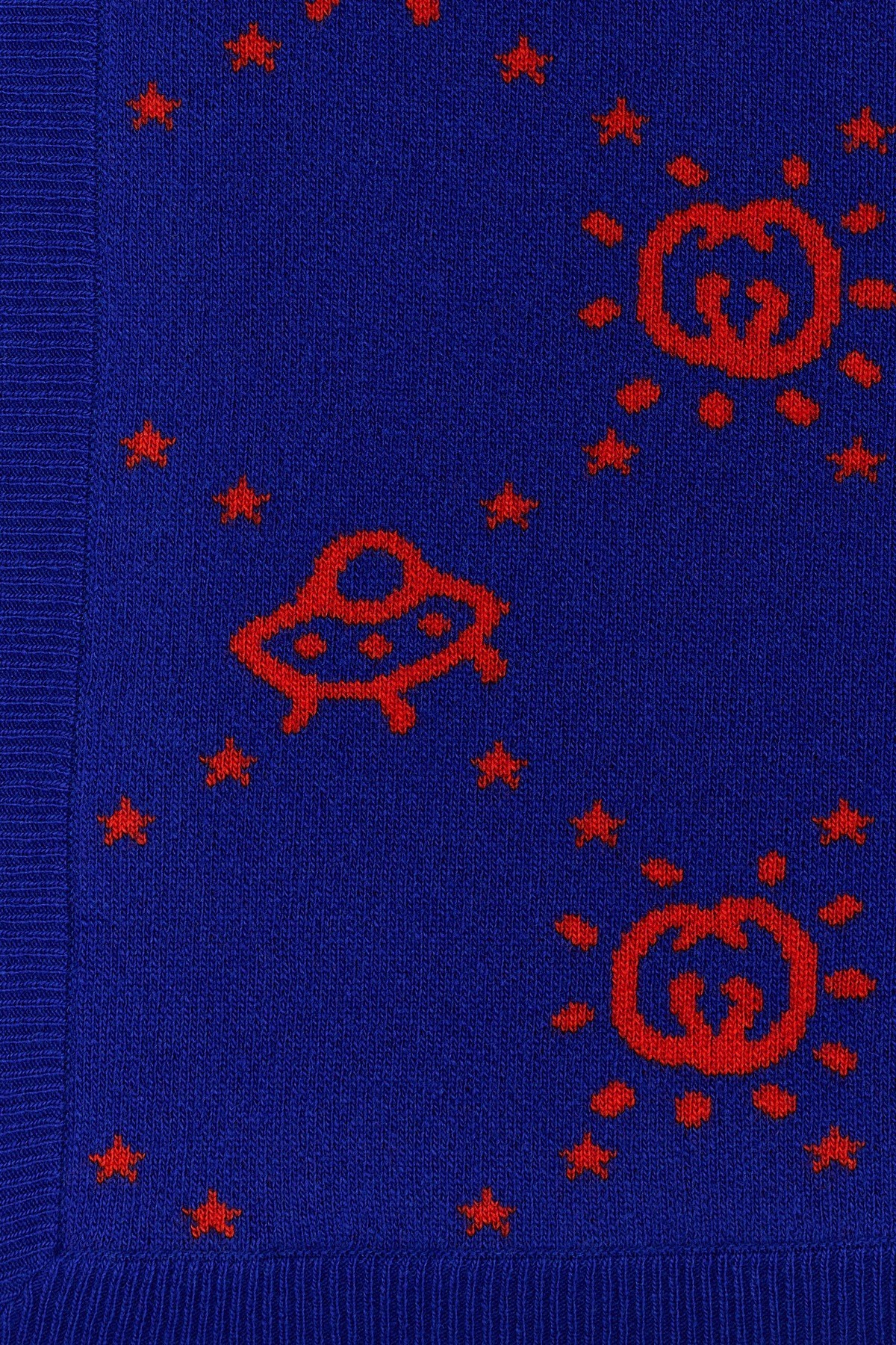 Gucci Monogram Intarsia-knit Scarf In Blue