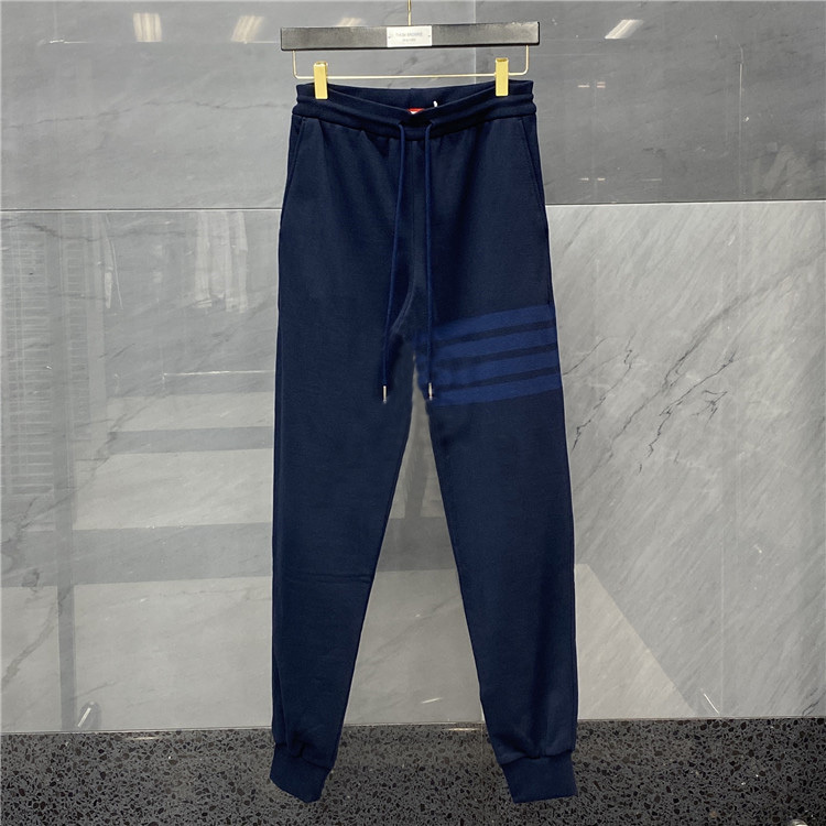 Thom Browne Tonal 4 Bar Loopback Track Pants In Blue