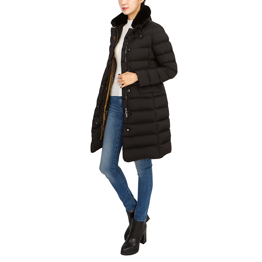 Moorer Vetiver-s3 Padded Down Coat In Black