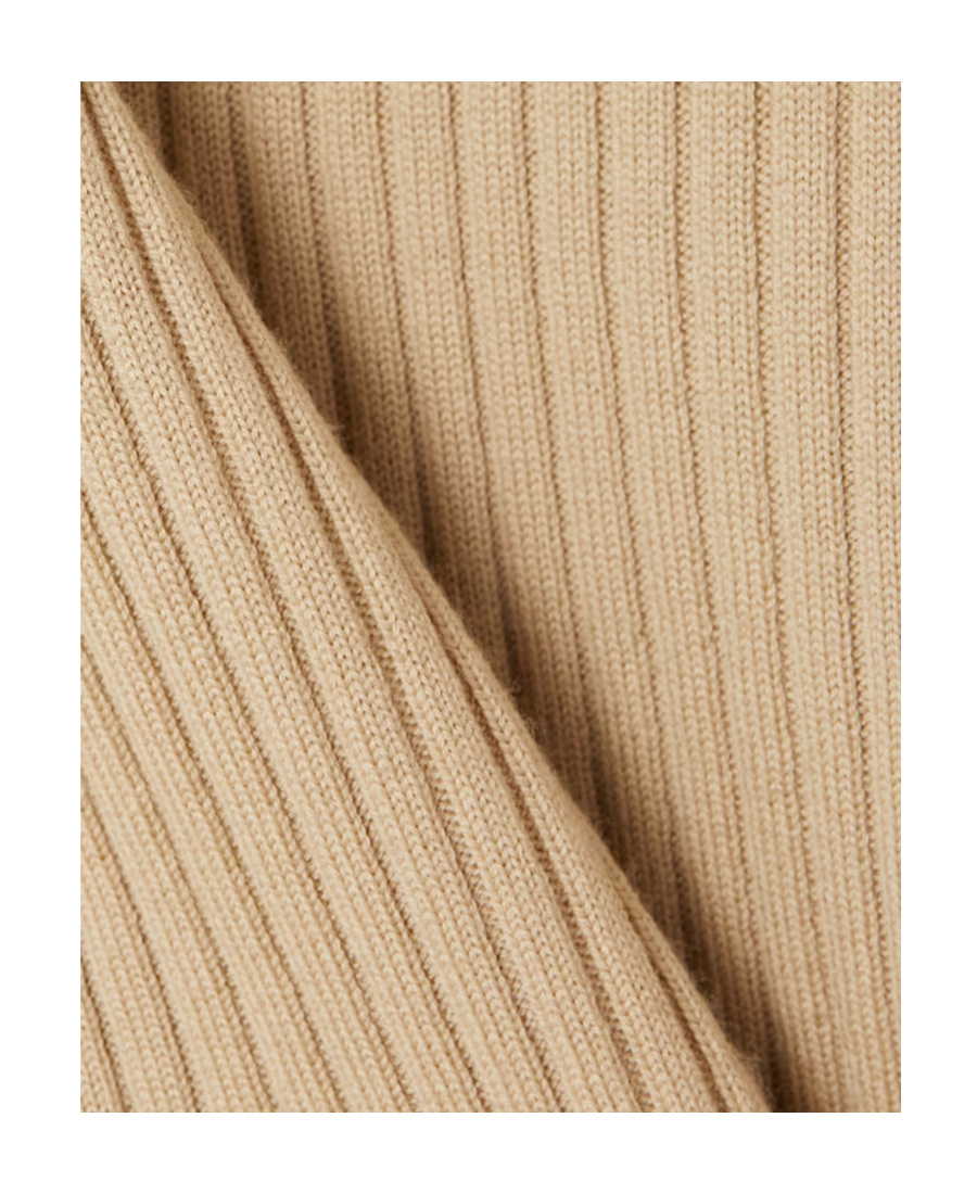 Chloé Logo Lantern Sleeve Rib Wool Blended Pullover In Nude