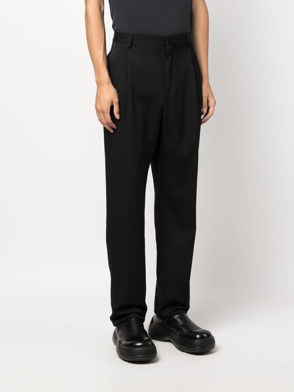 Lanvin Straight Leg Wool Trousers In Black