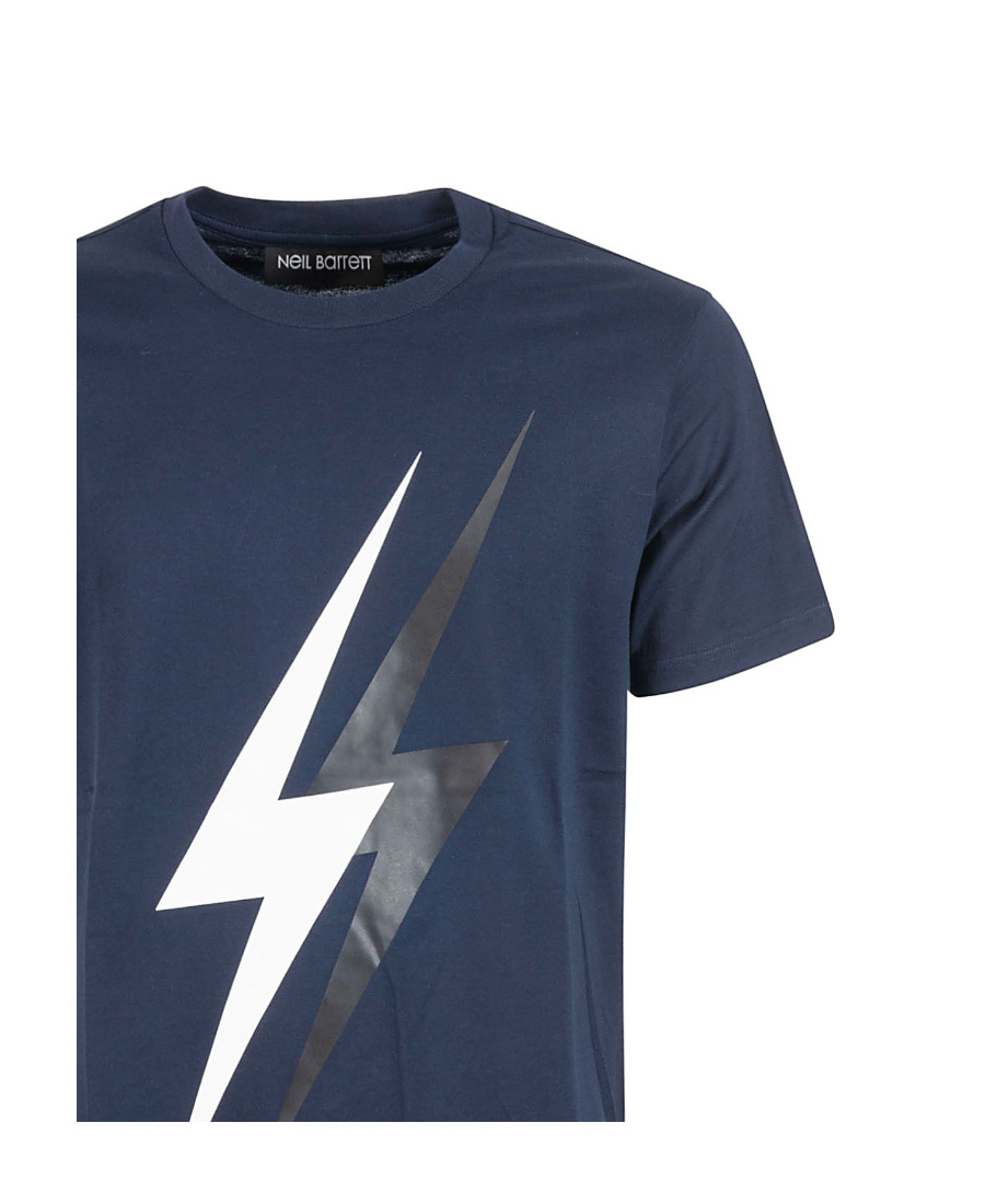 Neil Barrett T-shirt With Round Neck And Short Sleeves In Blue