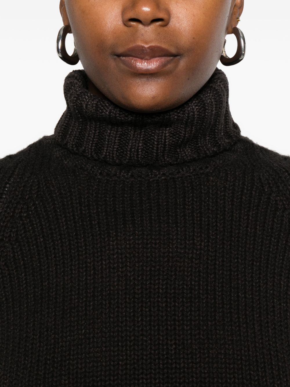 Baserange Turtleneck Ribbed Sweater In Black