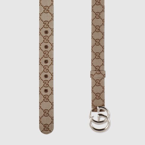 Gucci Gg Supreme Canvas Belt In Nude