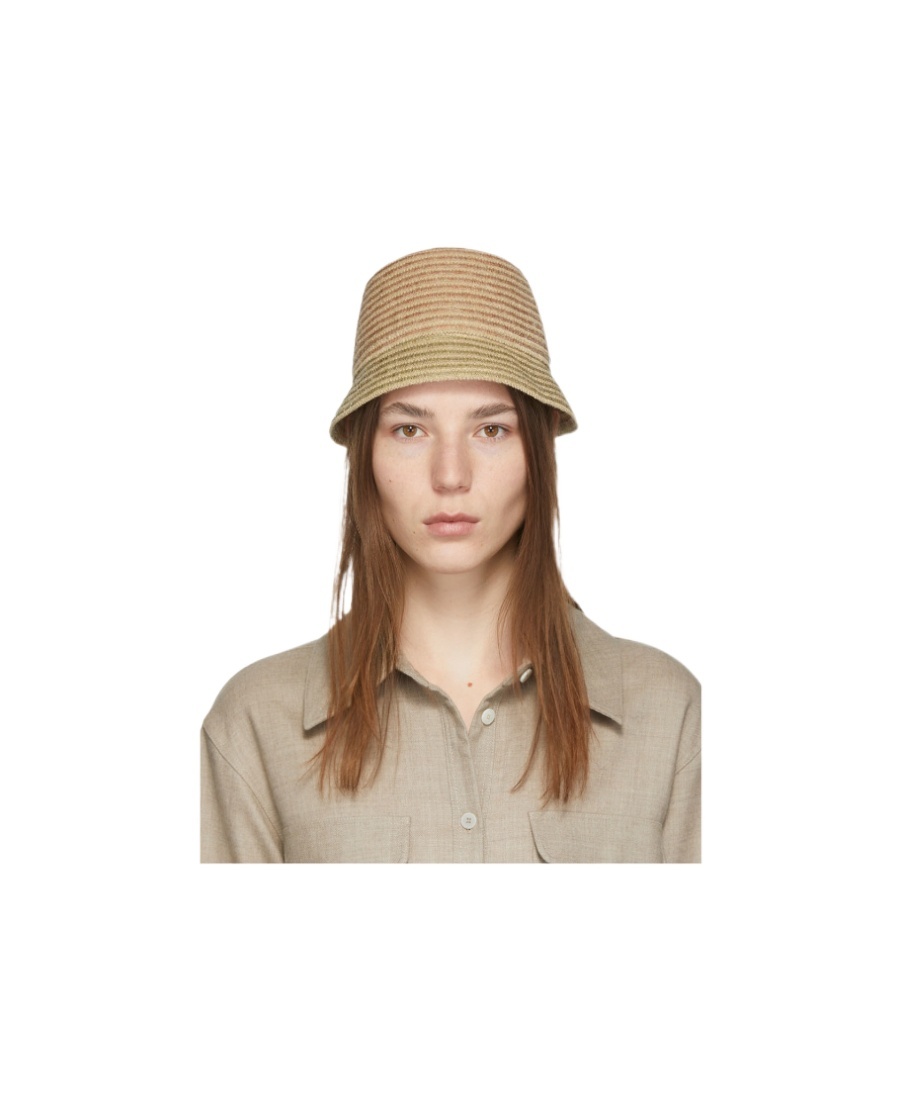 MAISON MICHEL LOGO STRIPED FISHERMAN'S HAT 