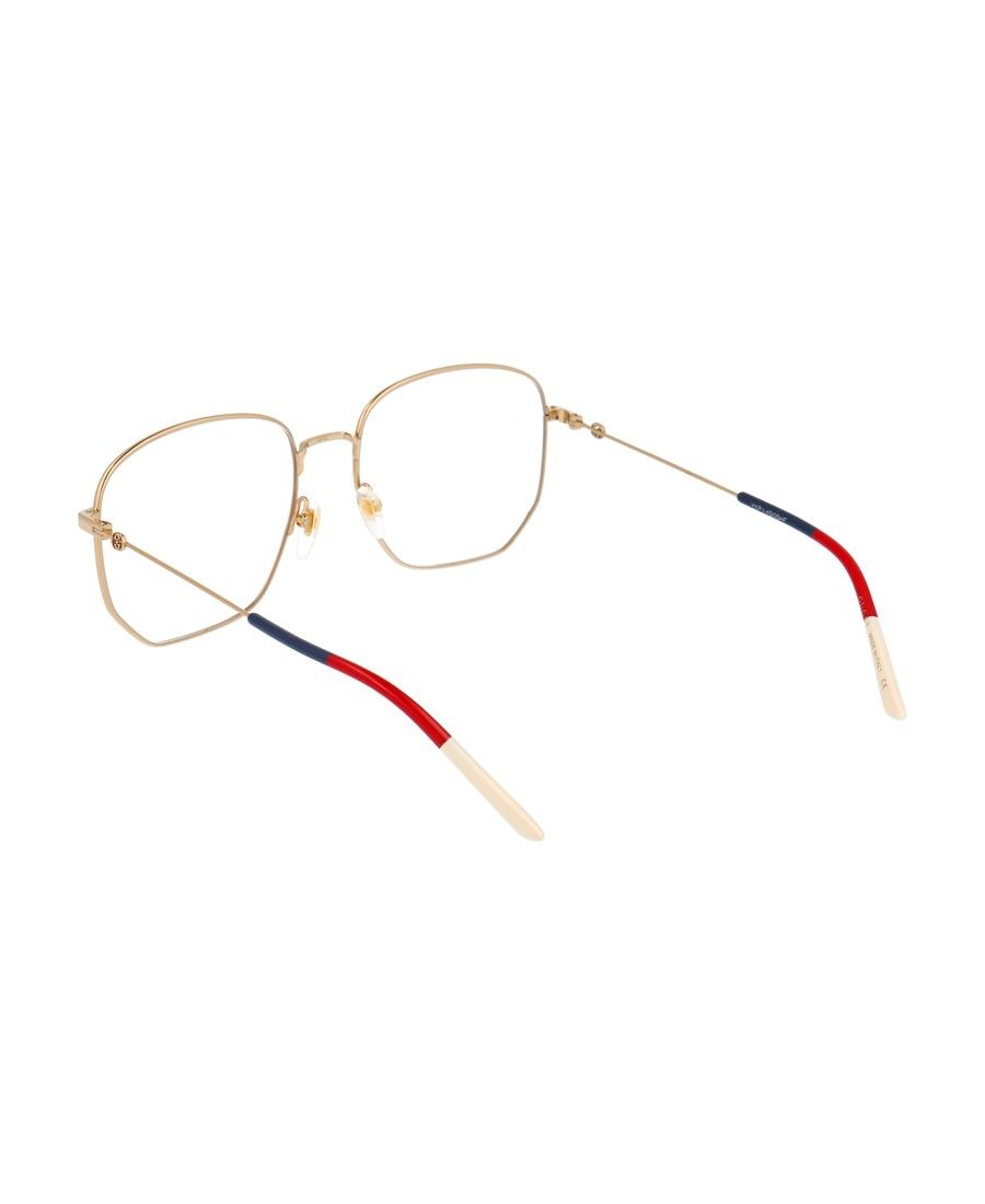Gucci Web Detail Hexagonal-frame Glasses In Nude