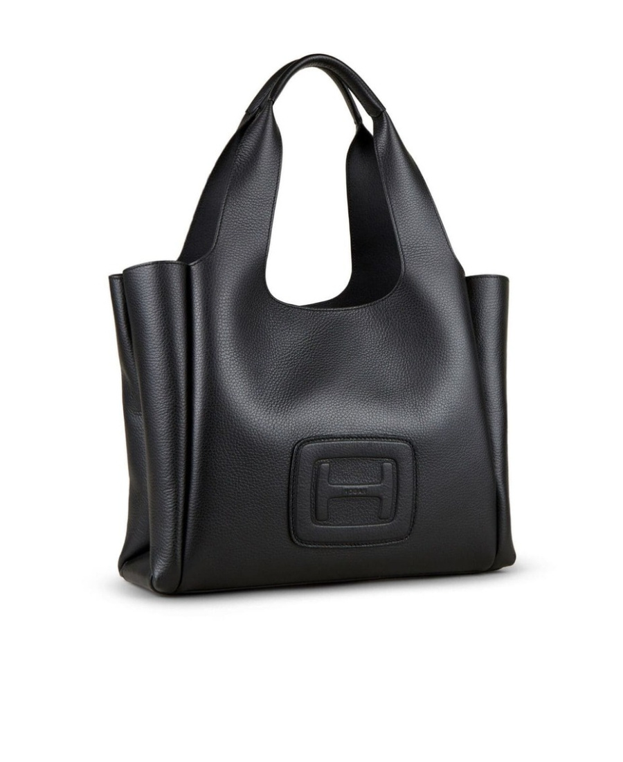Hogan Small Leather Tote Bag With H-bag Style In Black