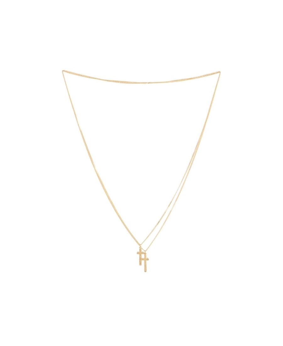 Dsquared2 Double Cross Pendant Necklace In Yellow