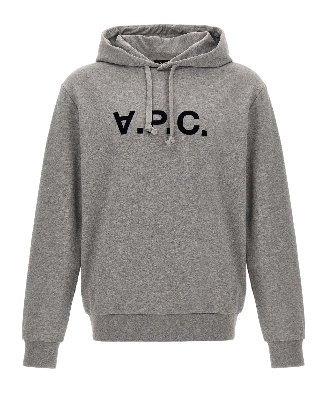 Apc Milo Logo-print Drawstring Hoodie In Gray