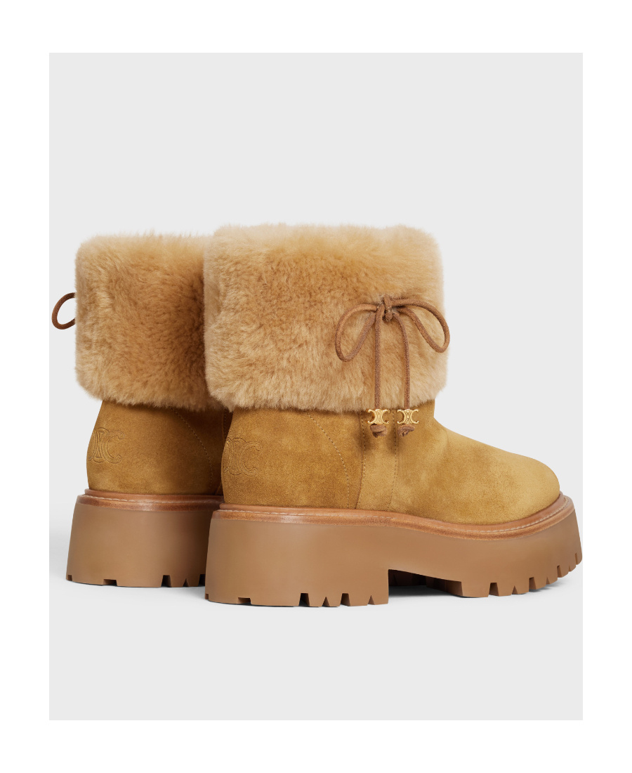 Celine Bow Knot Decorative Short Boots In Brown