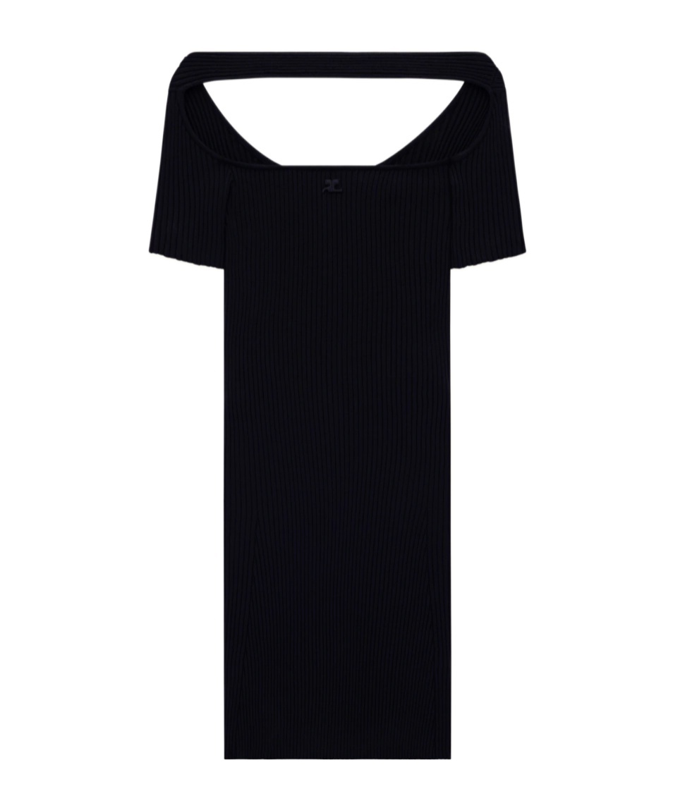 Shop Courrèges Hyperbole Ribbed-knit Minidress In Black
