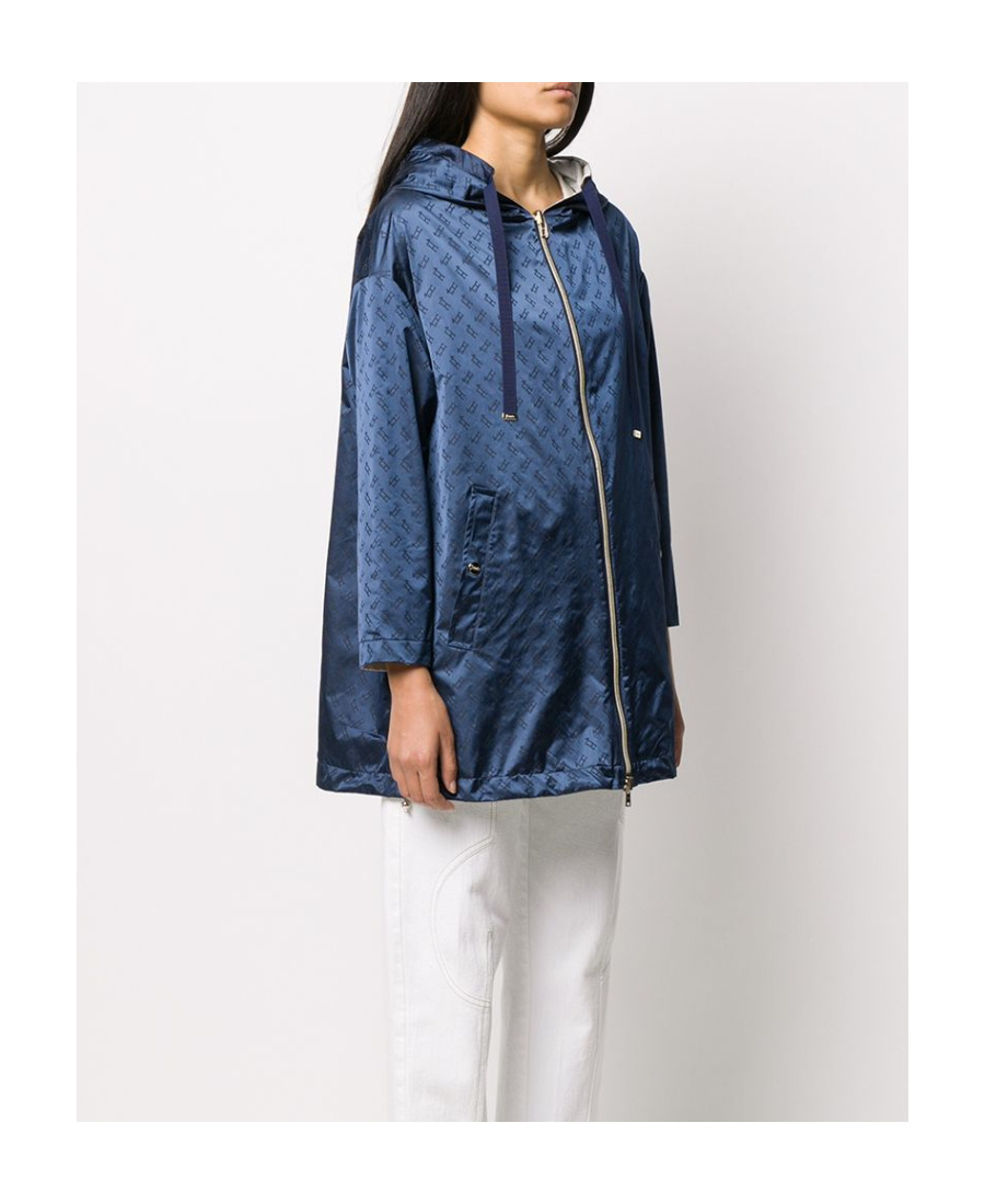 Herno Logo Print Hooded Jacket In Blue