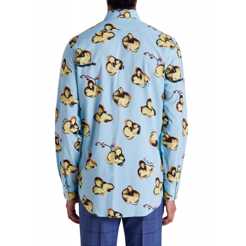 PAUL SMITH ORCHID-PRINT SHORT-SLEEVE SHIRT