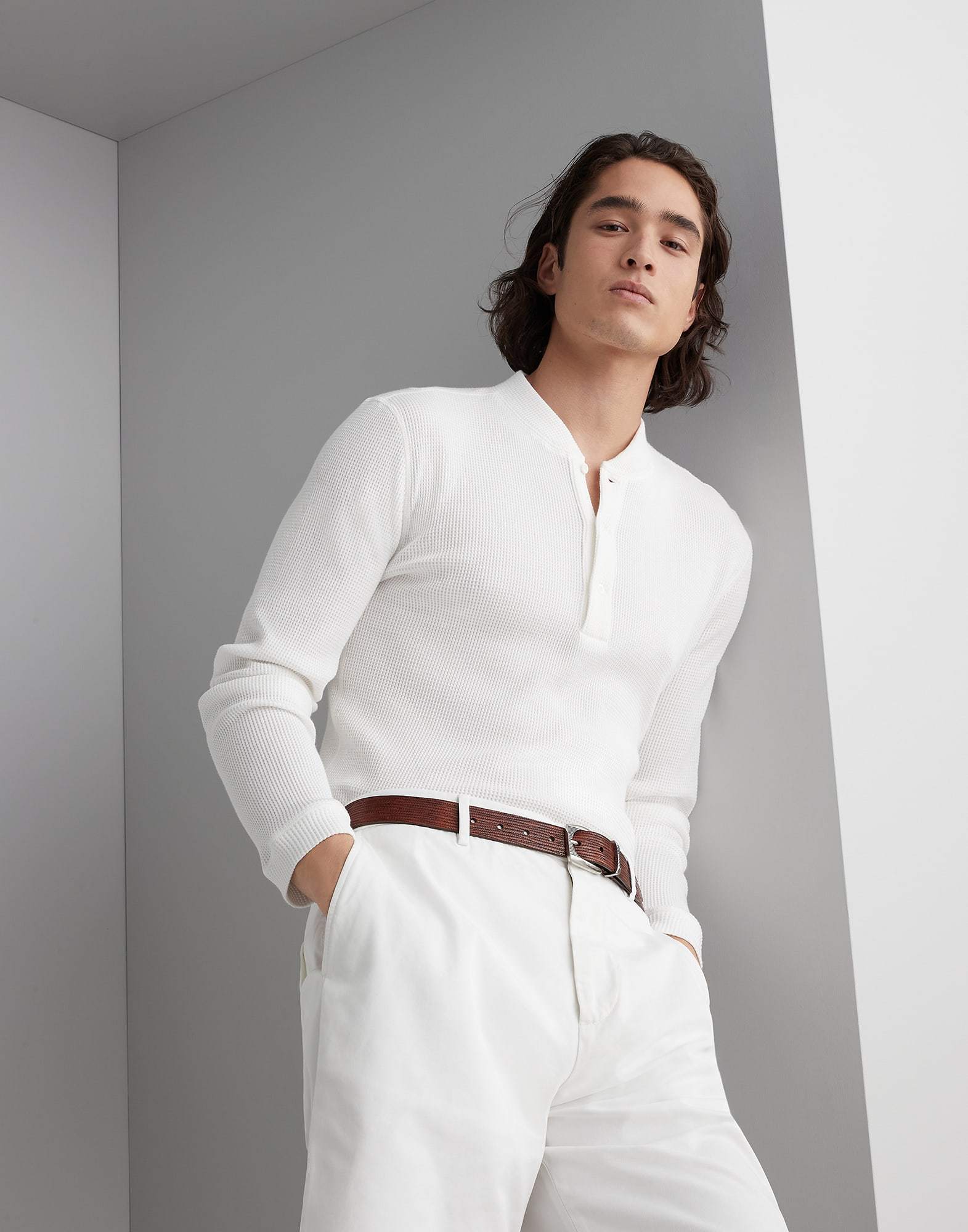Brunello Cucinelli Long Sleeve Button-down Sweater In White