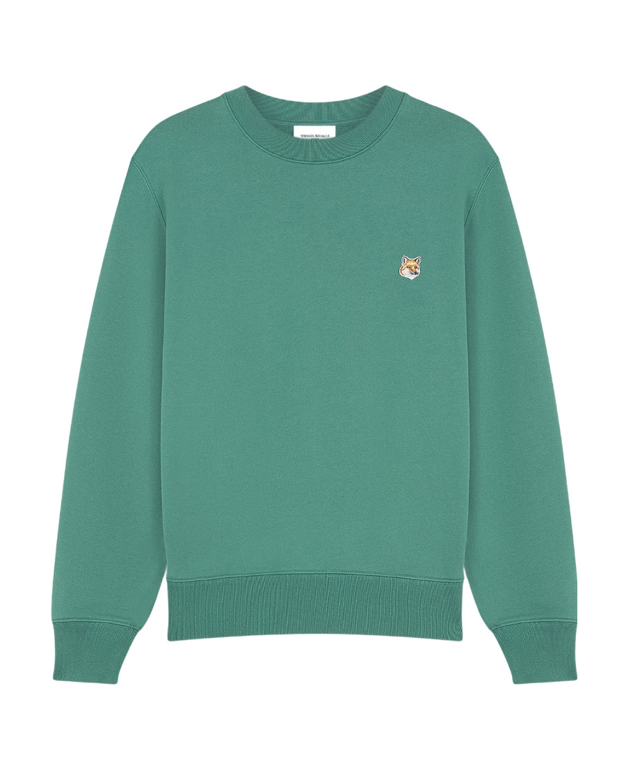 Maison Kitsuné Man Sweatshirt Emerald Green Size L Cotton In Green