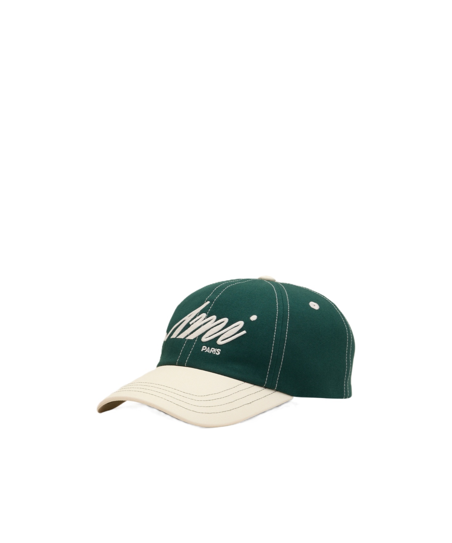 Ami Alexandre Mattiussi Ami Paris Logo Embroidered Curved Peak Cap In Green/ivory