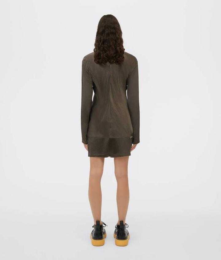 Bottega Veneta Satin Slouch Shorts In Green