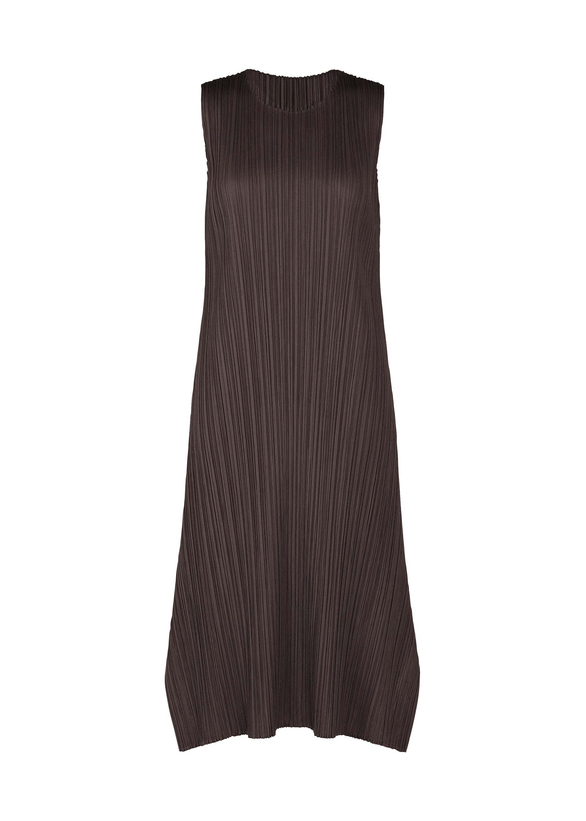 Issey Miyake July Midi Dress Round Neckline In Brown