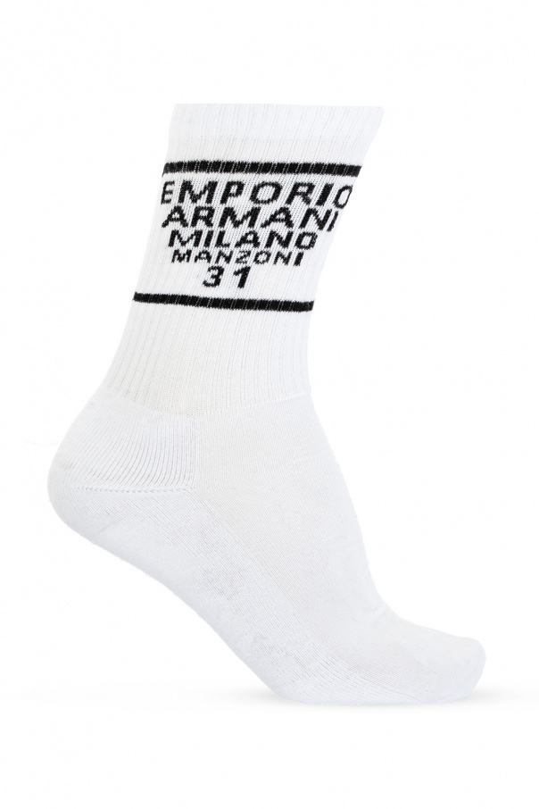 Emporio Armani Two Pairs Of Logo Socks In White