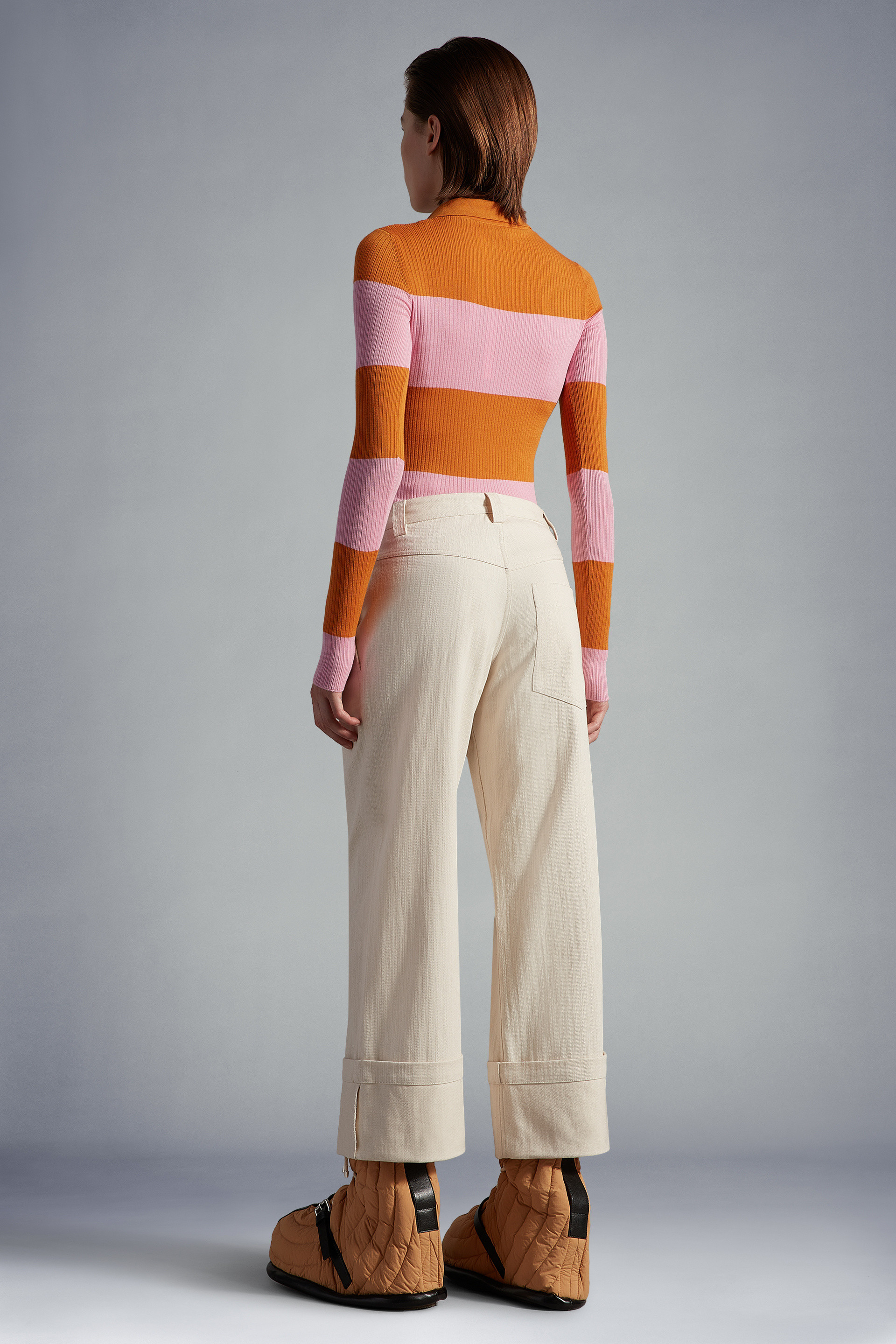 Moncler Cotton Bull Pants In Nude