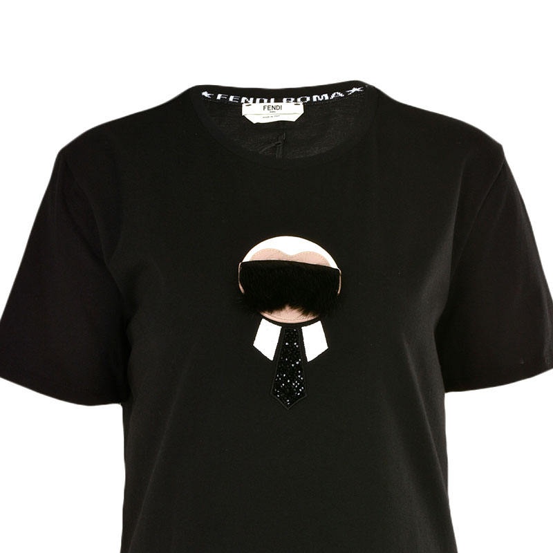 Fendi Lafayette Series Round Collar T-shirt In Black