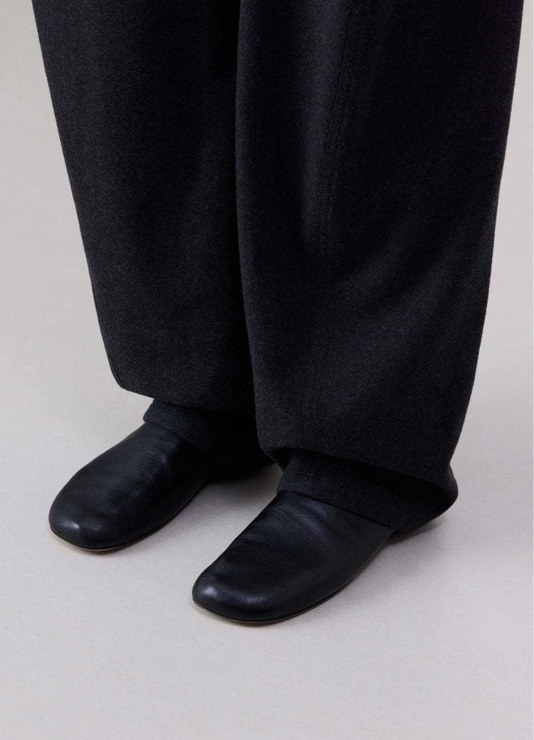 Lemaire Folding-heel Leather Slippers In Black
