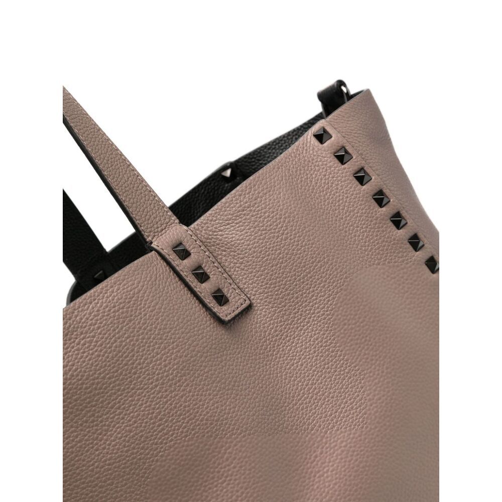 Valentino Reversible Rockstud-embellished Tote Bag In Brown