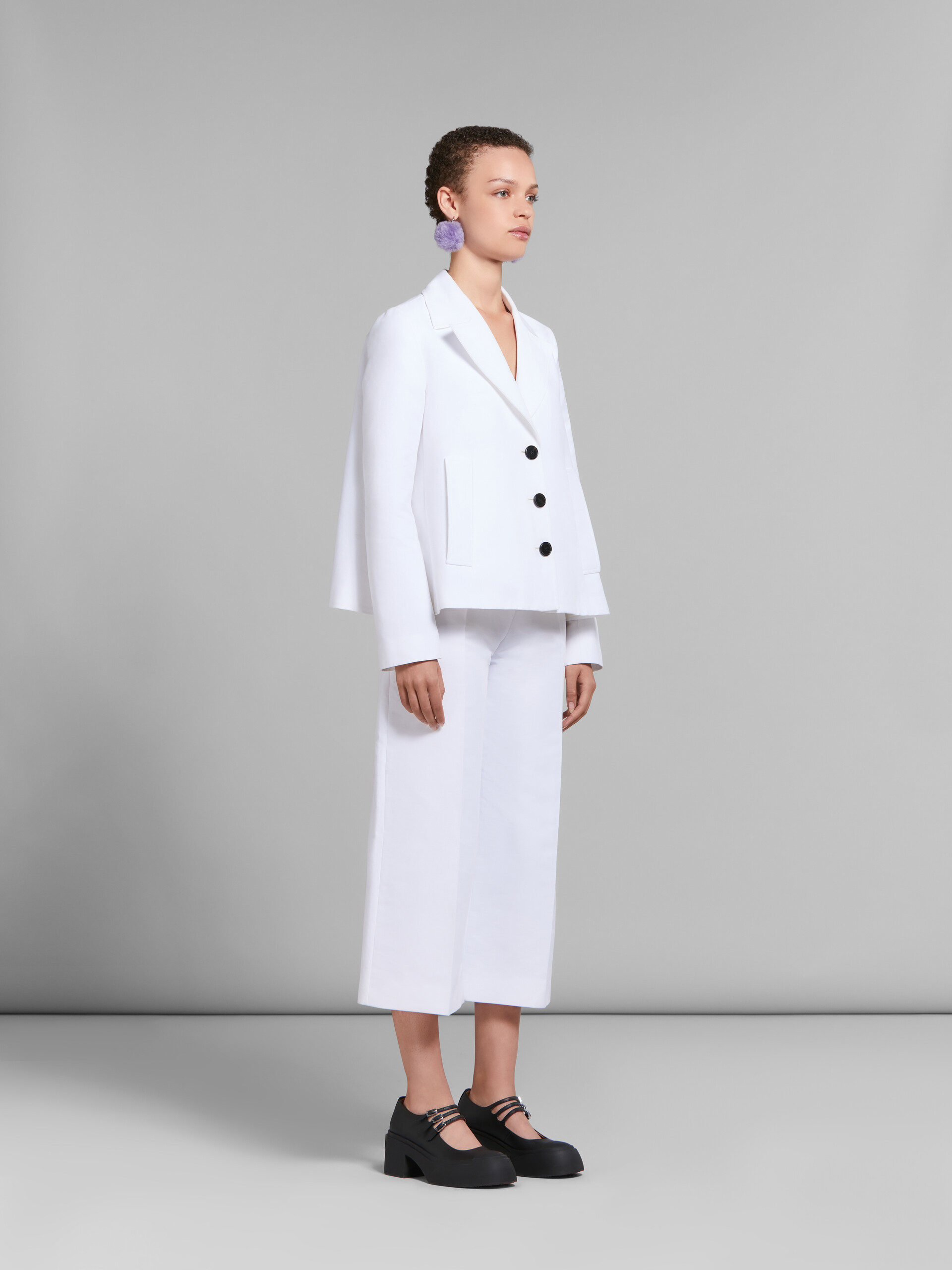 Marni Hip-lenght Single Breasted Buttoned Jacket In White