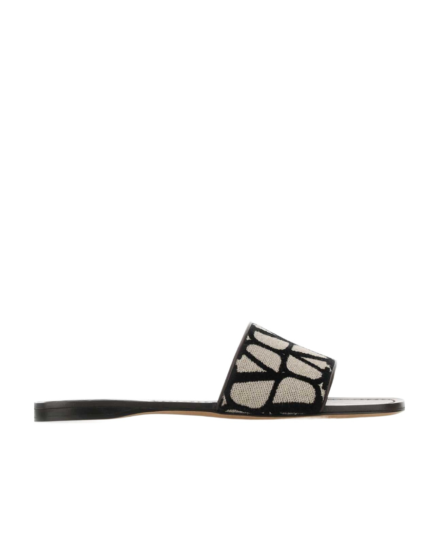 Valentino Vlogo Toile Iconographe Slides In Black