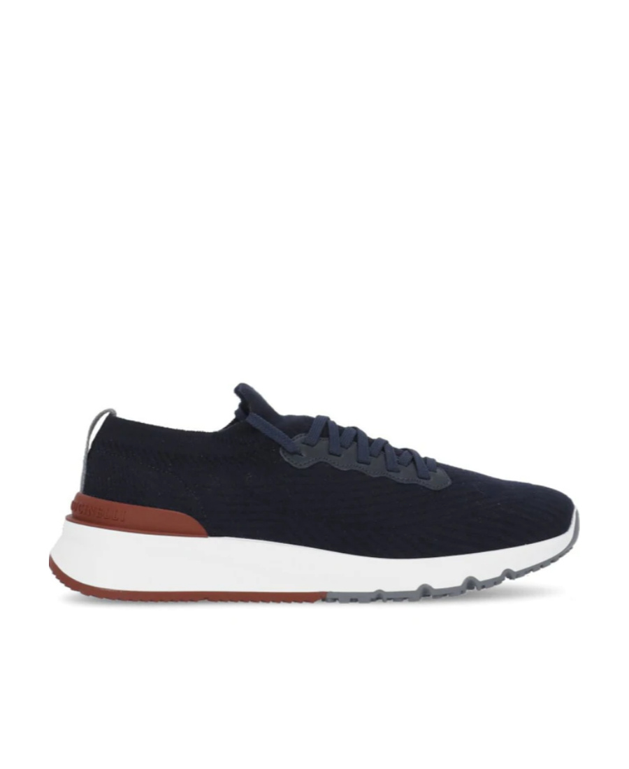 Brunello Cucinelli Men Sneaker In Maglia Di Cotone In Blue