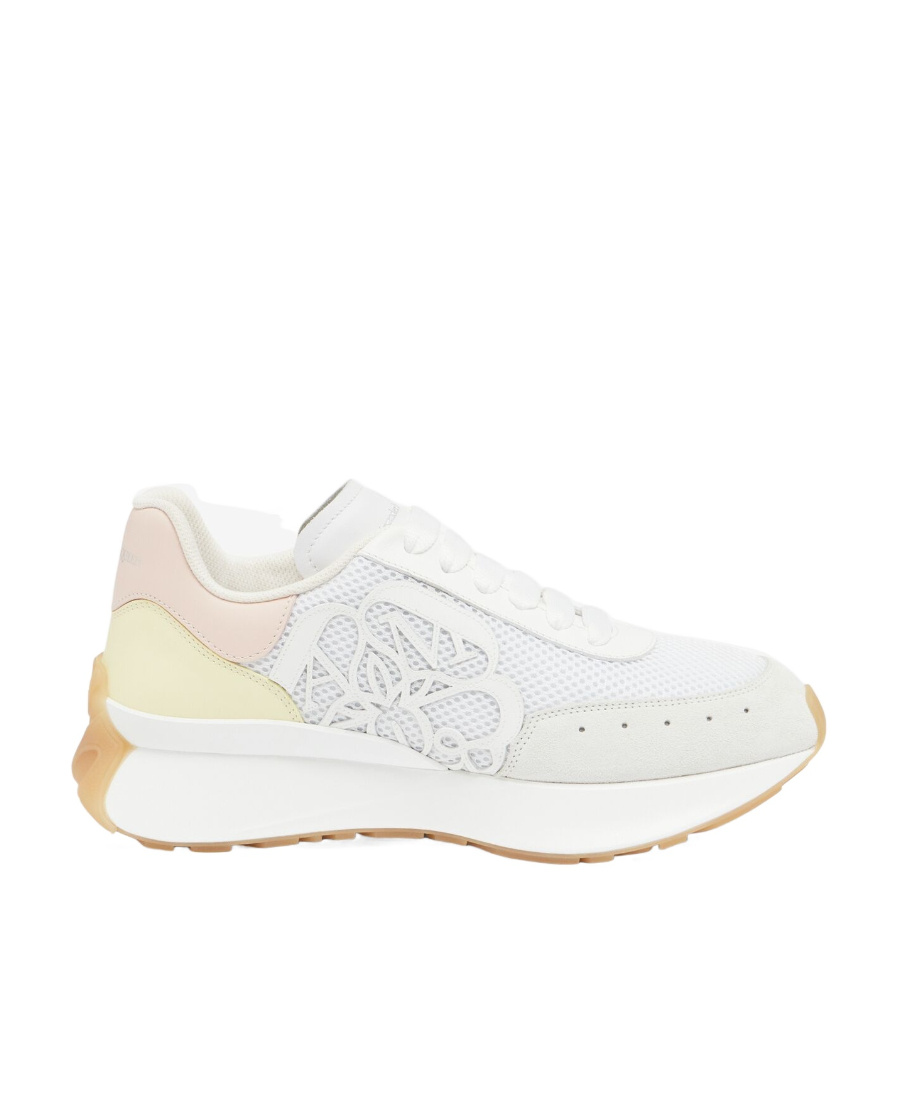Alexander Mcqueen White Pink And Yellow Sprint Runner Sneakers In White