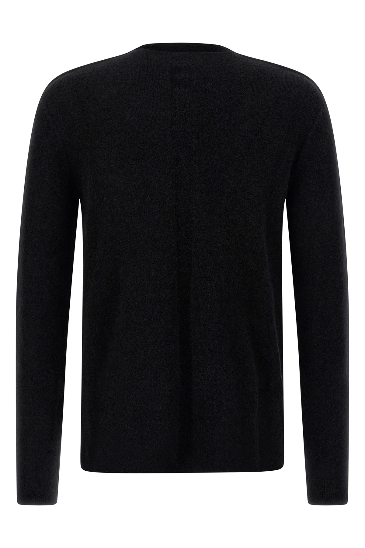 Rick Owens Black Concordians Ls Grid Knit Sweater In Black