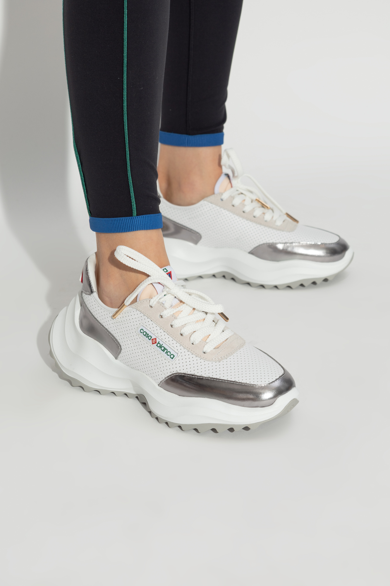 Shop Casablanca Laced Sneakers In White