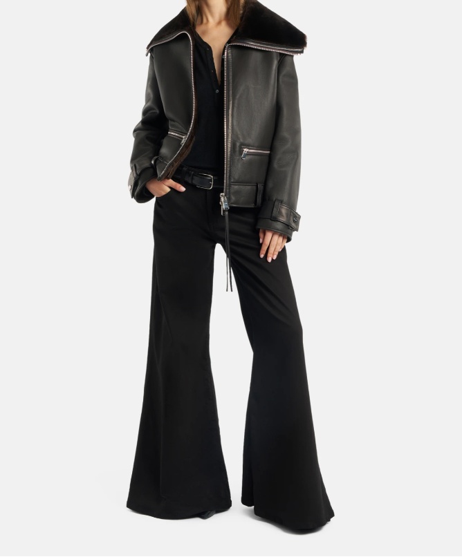 Dondup Double-zip Leather Jacket With Luxurious Fur Collar In Black
