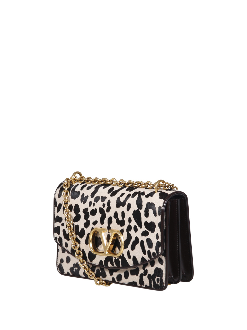 Valentino Vain Leopard-print Calf Hair Shoulder Bag In Black